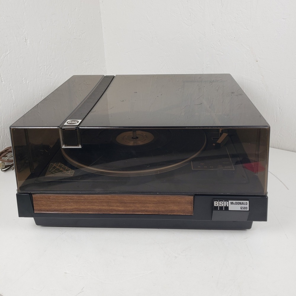 BSR McDonald 6500 Turntable Record Player For Parts Repair Black Woodgrain